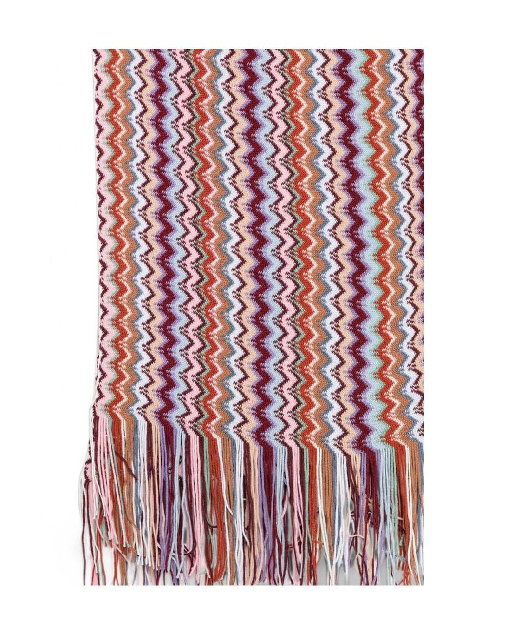 Missoni Pink Zig-Zag Pattern Fringed Scarf