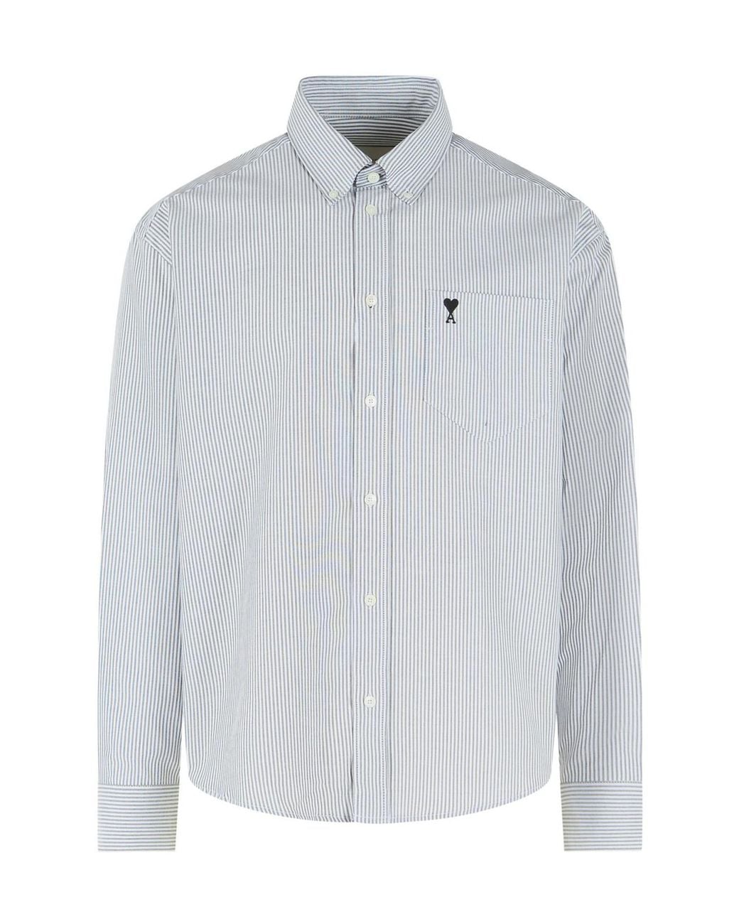 AMI White Ami Adc Boxy Striped Shirt for men