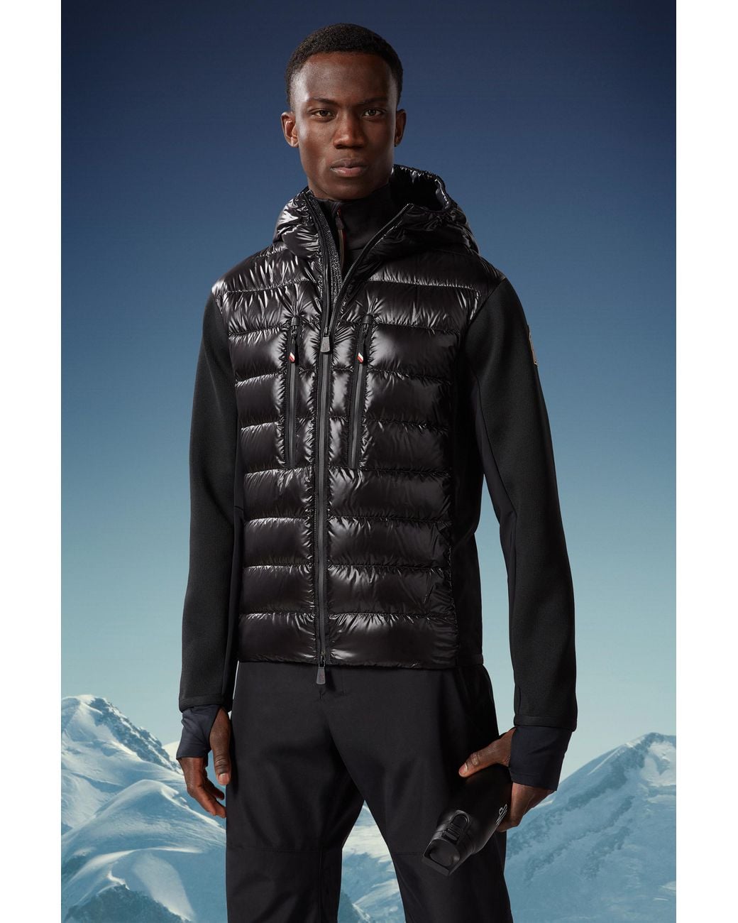 Moncler Black Padded Zip-Up Hoodie for men