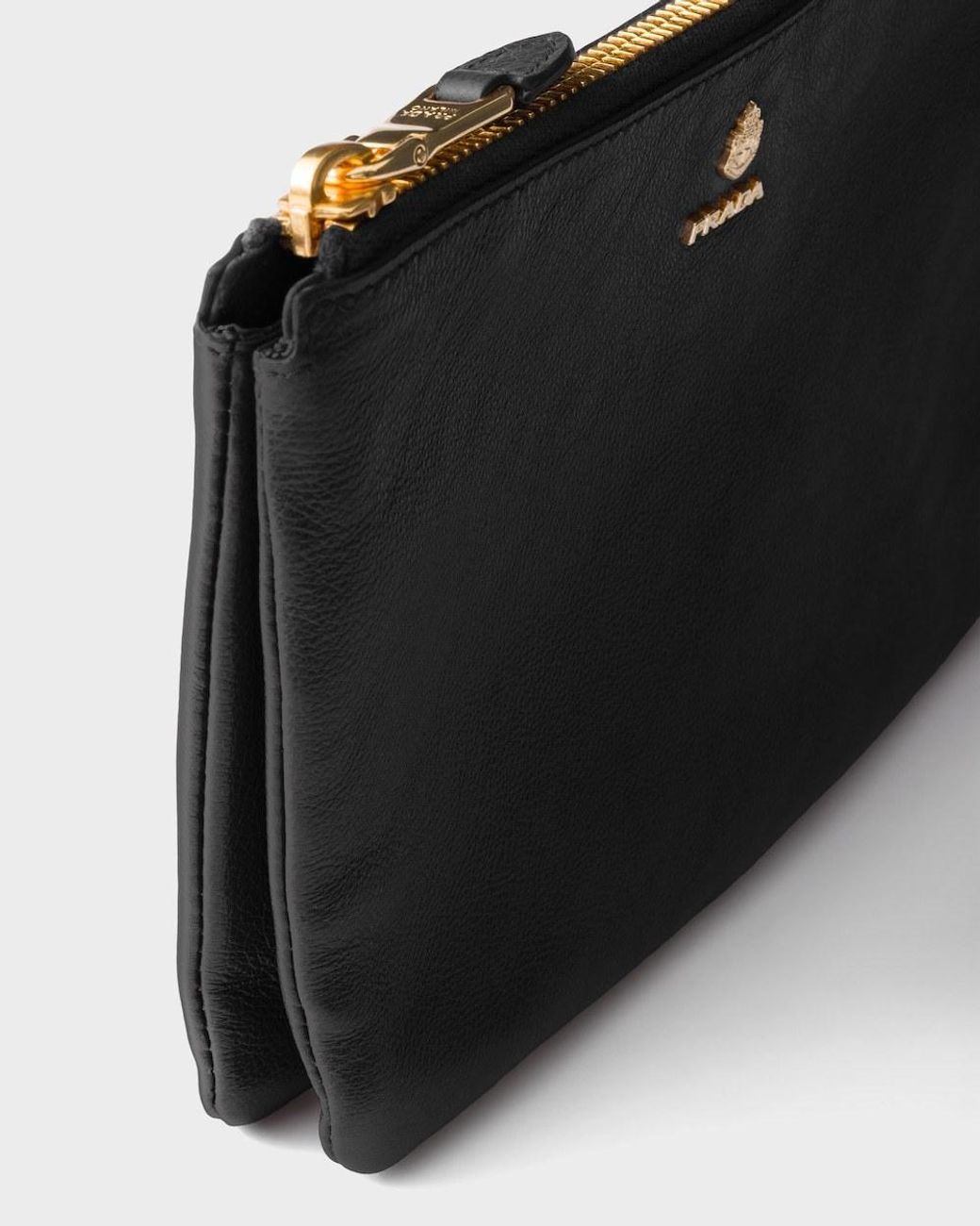Prada Black Leather Zipper Pouch