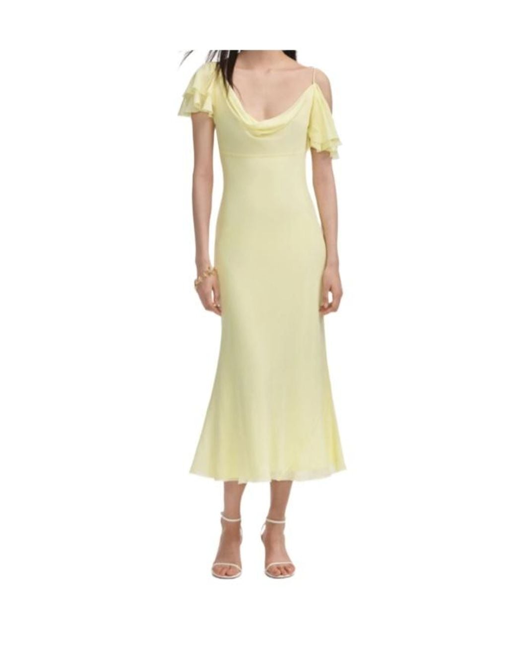 Self-Portrait Yellow Georgette Frill Midi Dress