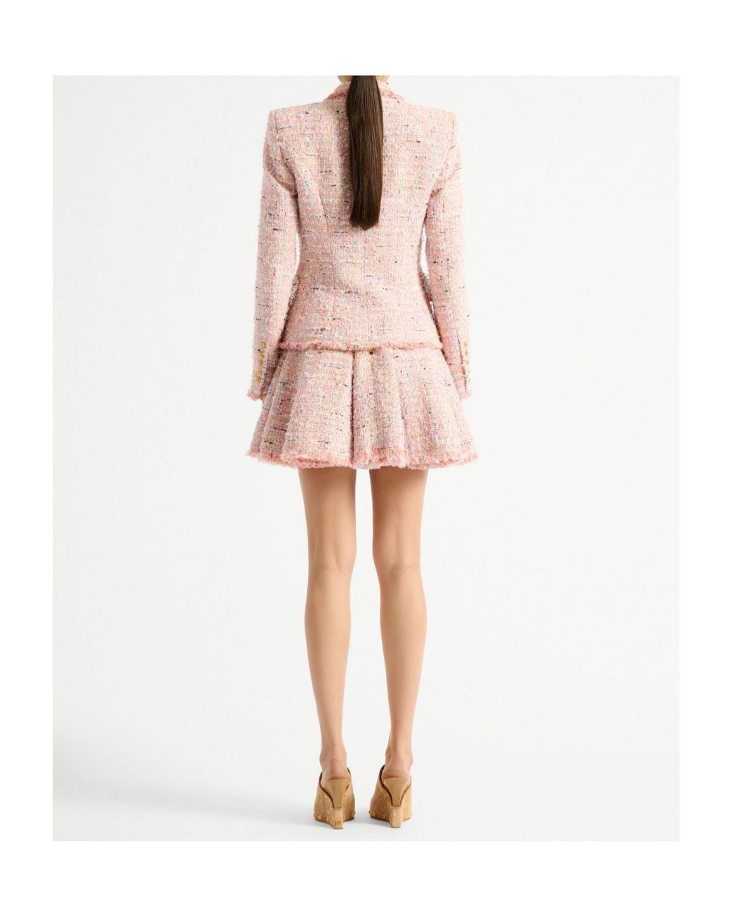 Balmain Pink Tweed 2-Button Jacket