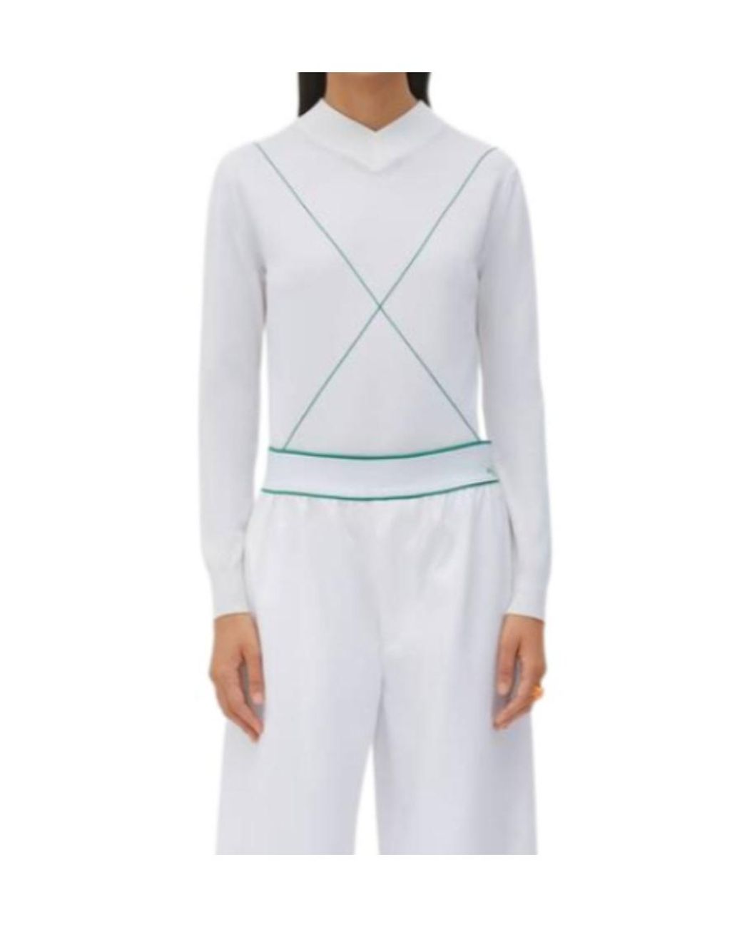 Bottega Veneta White Contrast-Stitch Jumper
