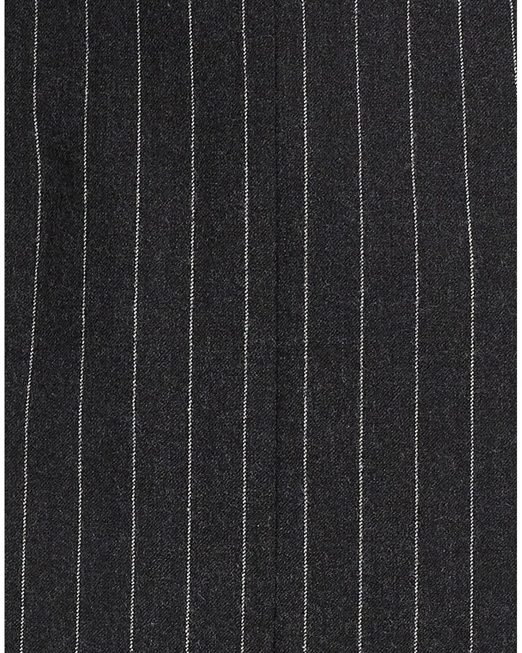 Saint Laurent Black Striped Wool Midi Skirt