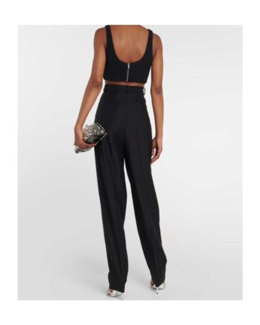 David Koma Black Embellished Cady Bra Top
