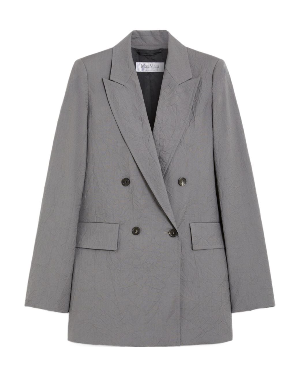Max Mara Gray Abavo Double-Breasted Long-Sleeved Jacket