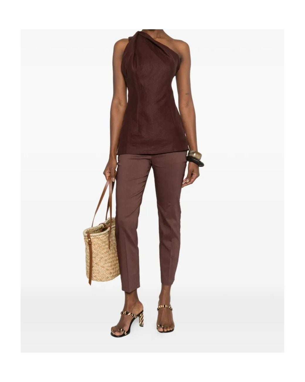 Pinko Brown Belt-Loops Trousers