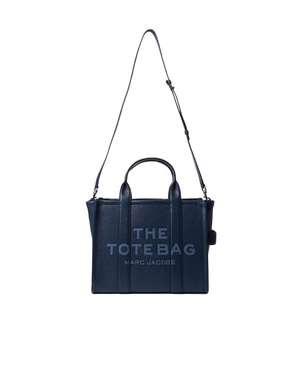 Marc Jacobs Blue The Tote Logo Debossed Medium Tote Bag