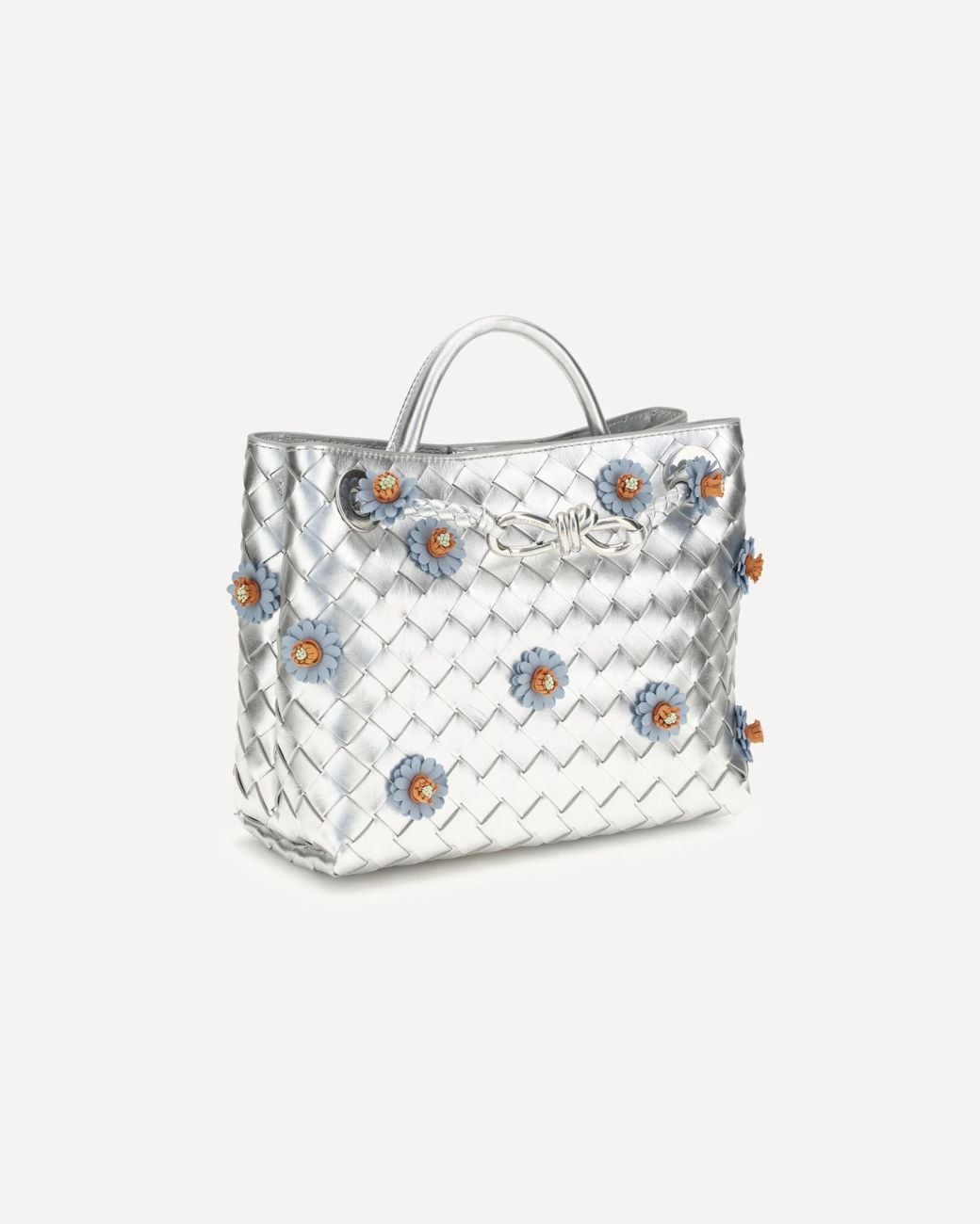 Bottega Veneta Gray Floral Detail Shoulder Bag