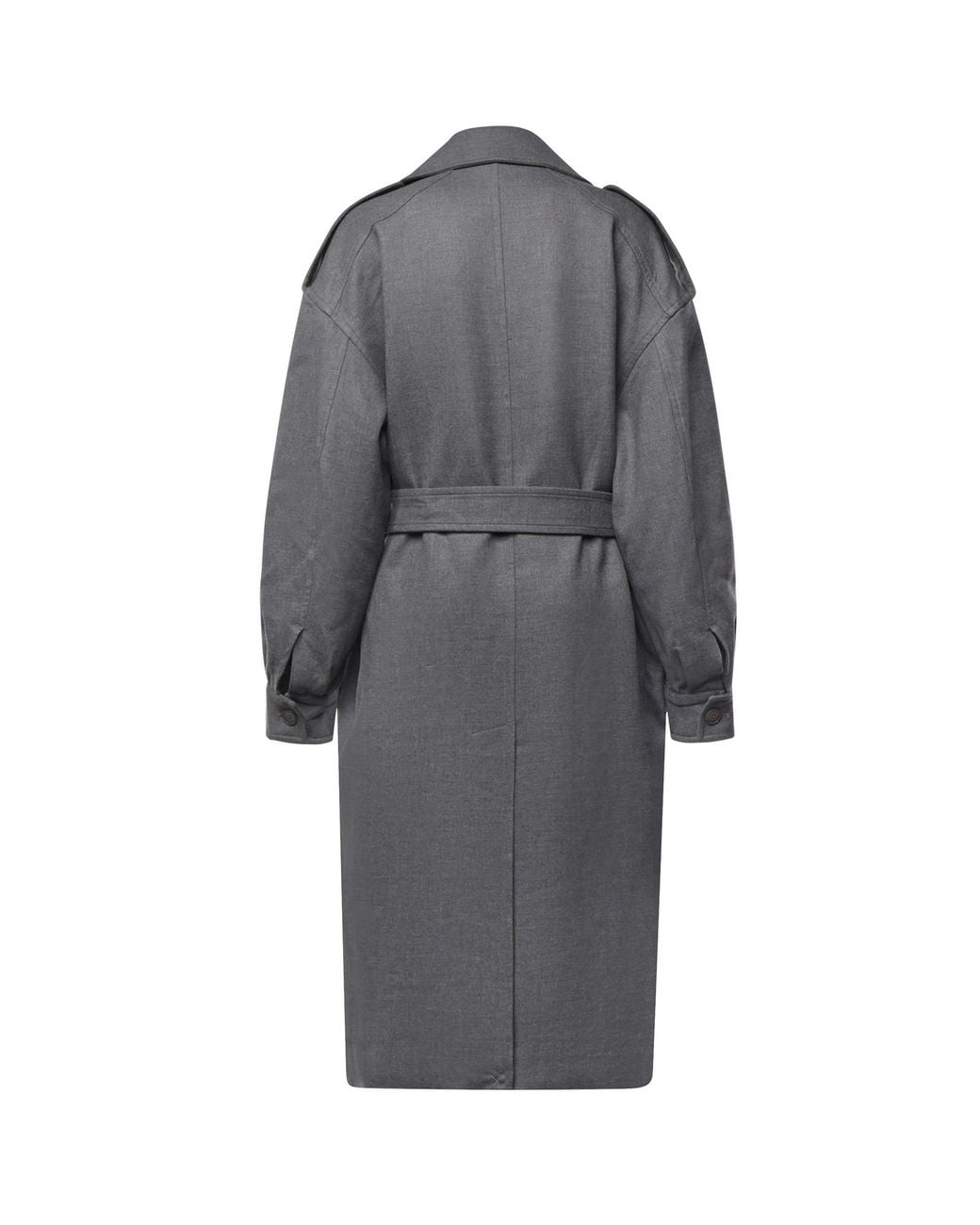 Frankie Shop Gray Double-Breasted Long-Sleeved Trench Coat