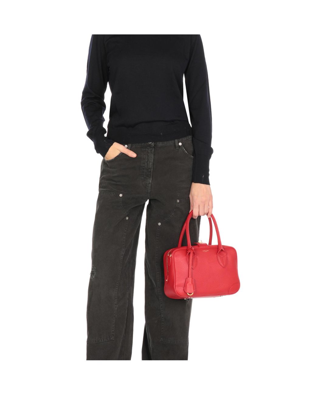 Golden Goose Deluxe Brand Red Logo Printed Zipped Tote Bag