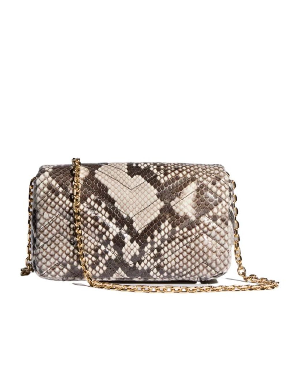 Gucci White Gg Marmont Python Mini Shoulder Bag