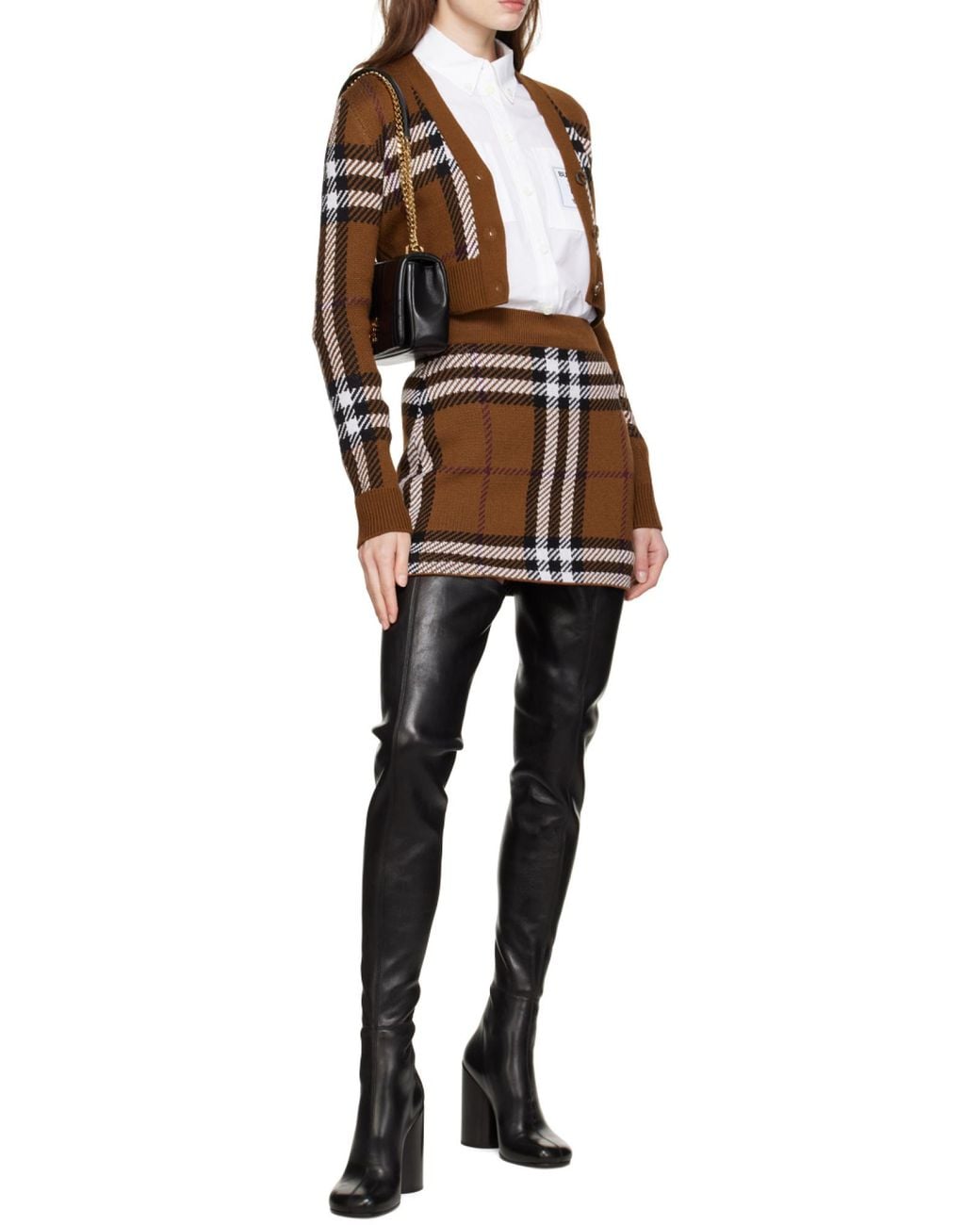 Burberry Brown Kiandra Check Wool Mini Skirt