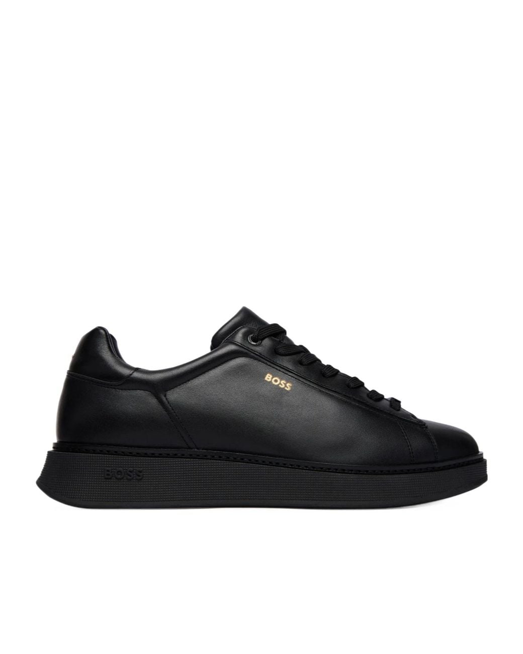 Boss Black Logo-Print Leather Sneakers for men