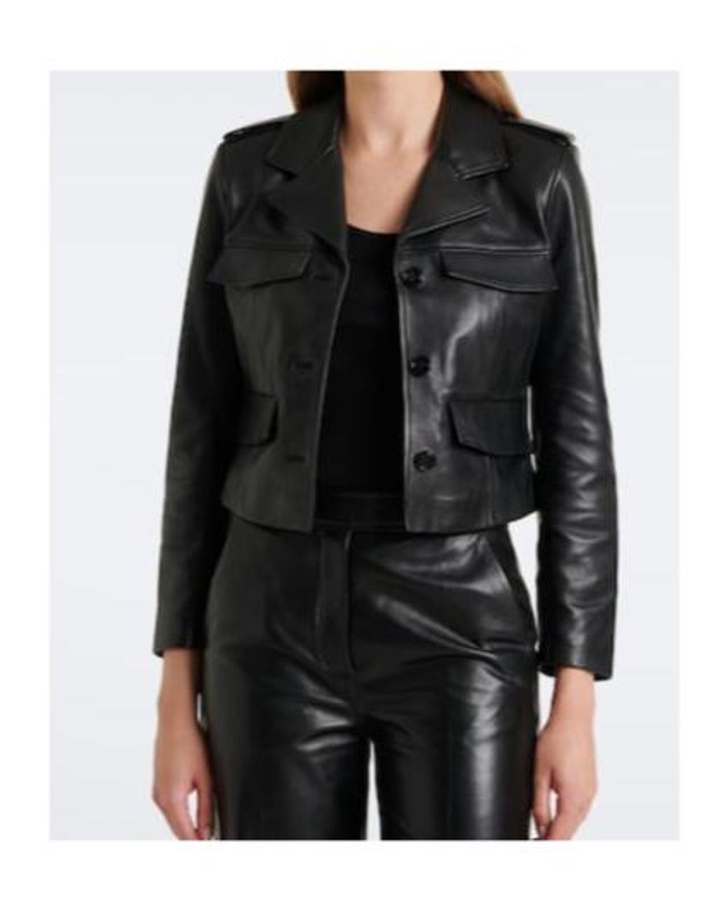 Dorothee Schumacher Black Cropped Leather Jacket