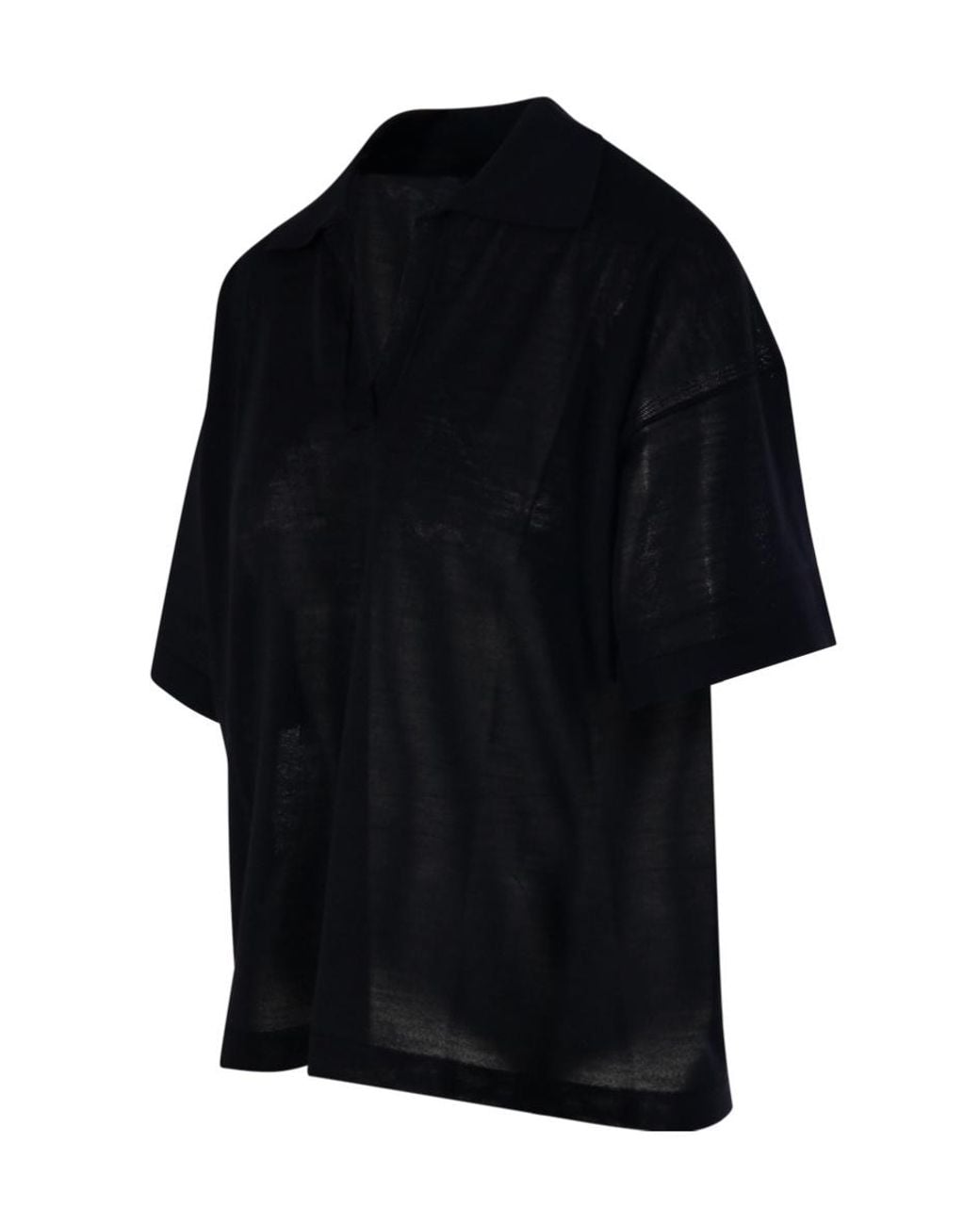 Roberto Collina Black Sheer Polo Knitted Top
