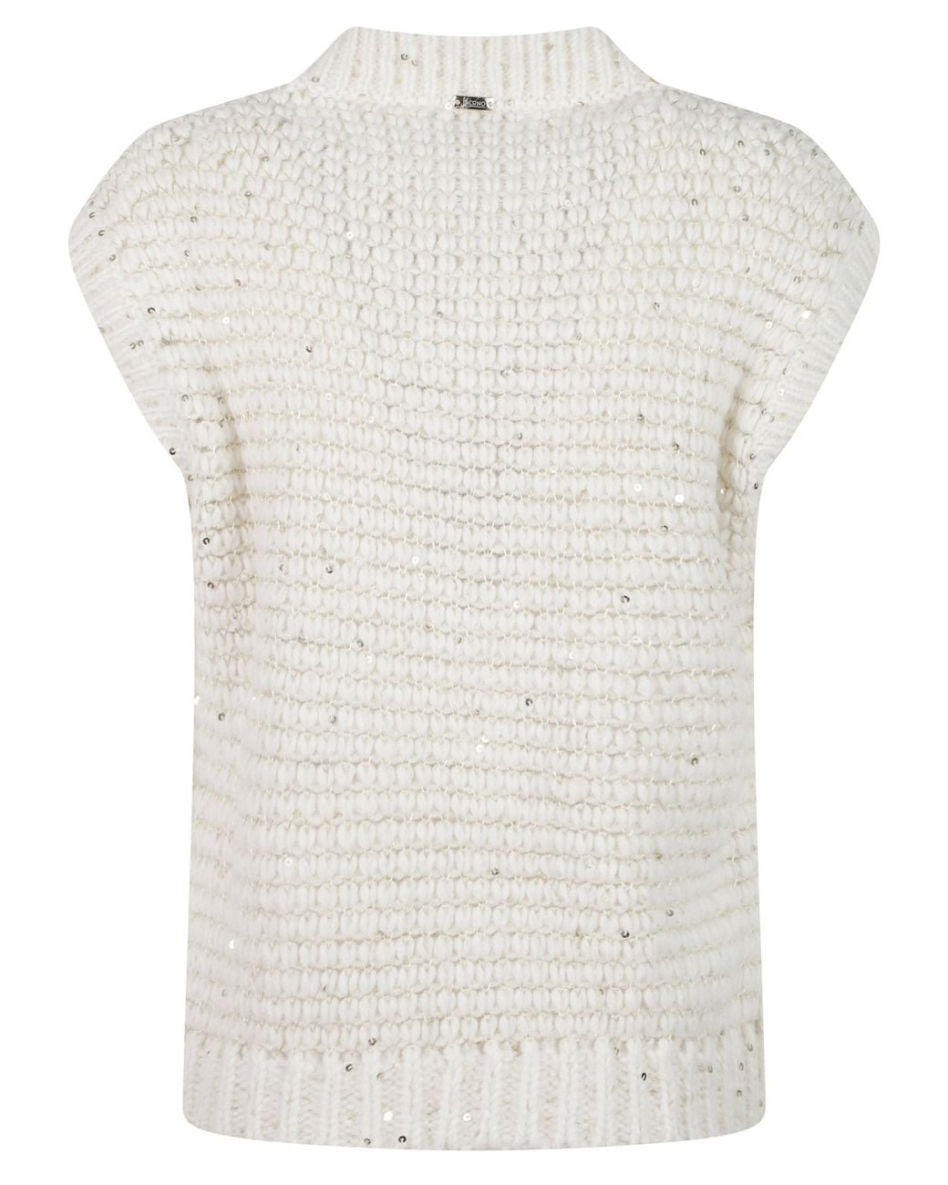 Herno White Lurex Knit Resort Vest