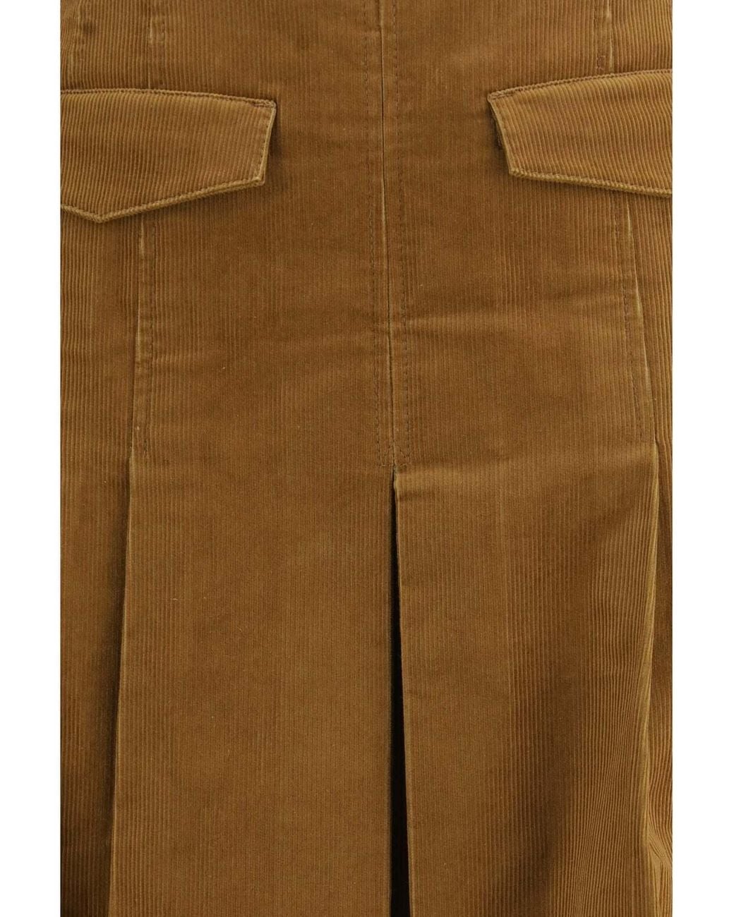 Tory Burch Brown Pleated A-Line Skirt