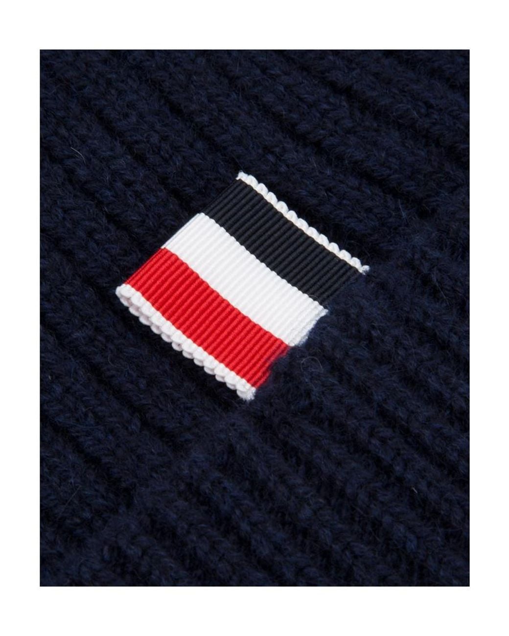 Thom Browne Blue 4-Bar Knitted Beanie for men