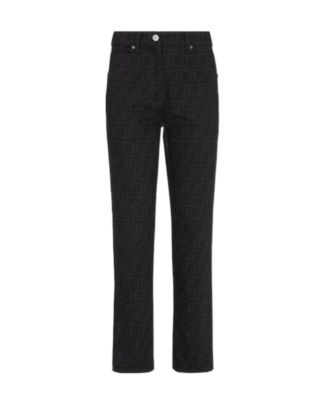 Fendi Black Ff Logo Slim-Fit Jeans