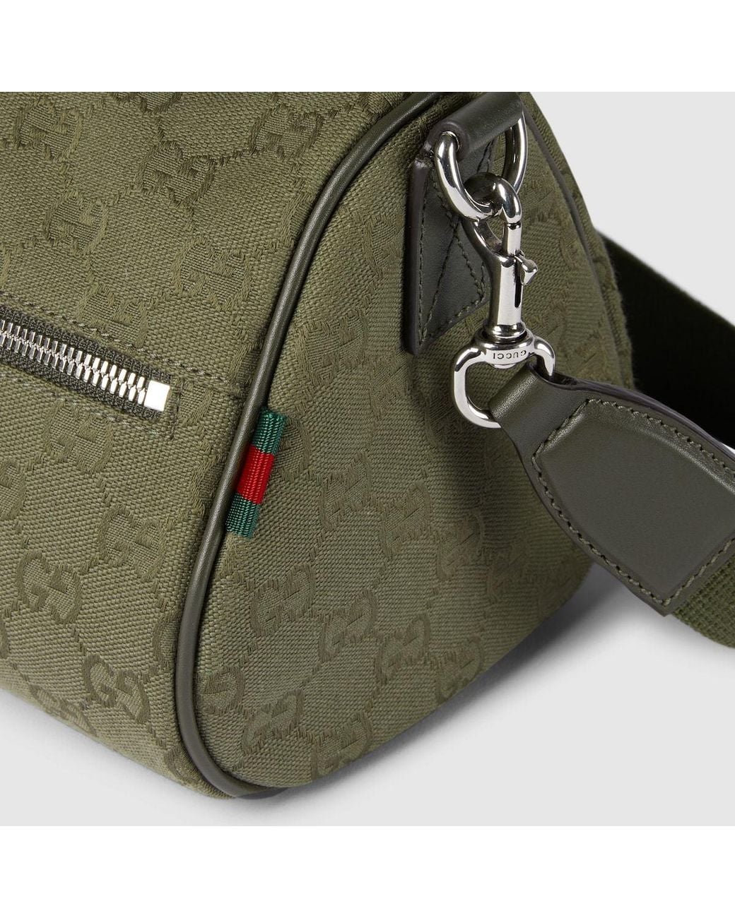 Gucci Green Gg Monogrammed Cylinder Duffle Bag for men