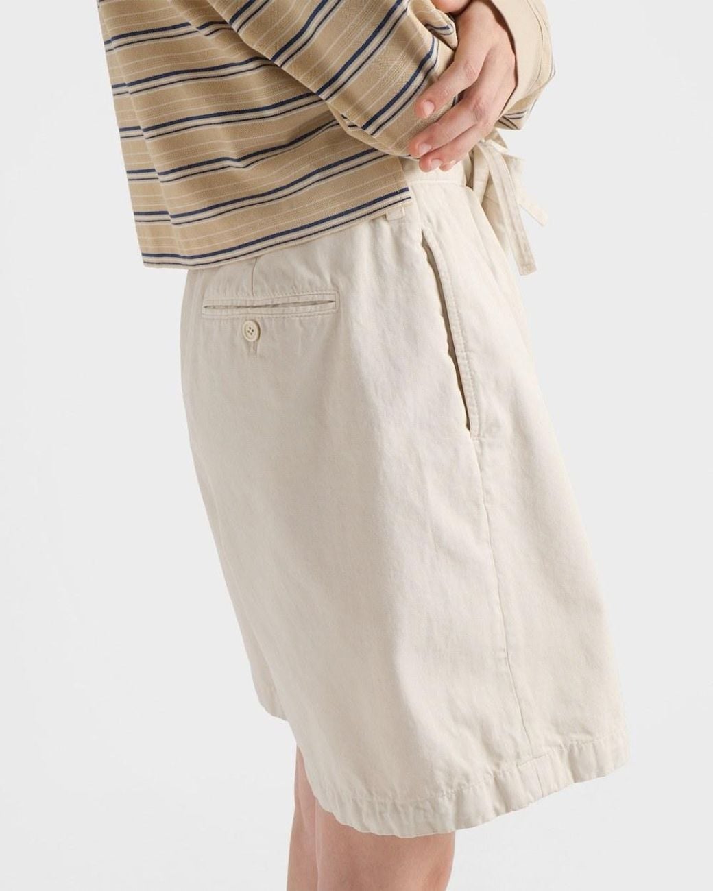 Prada Natural Old Gabardine Bermudas