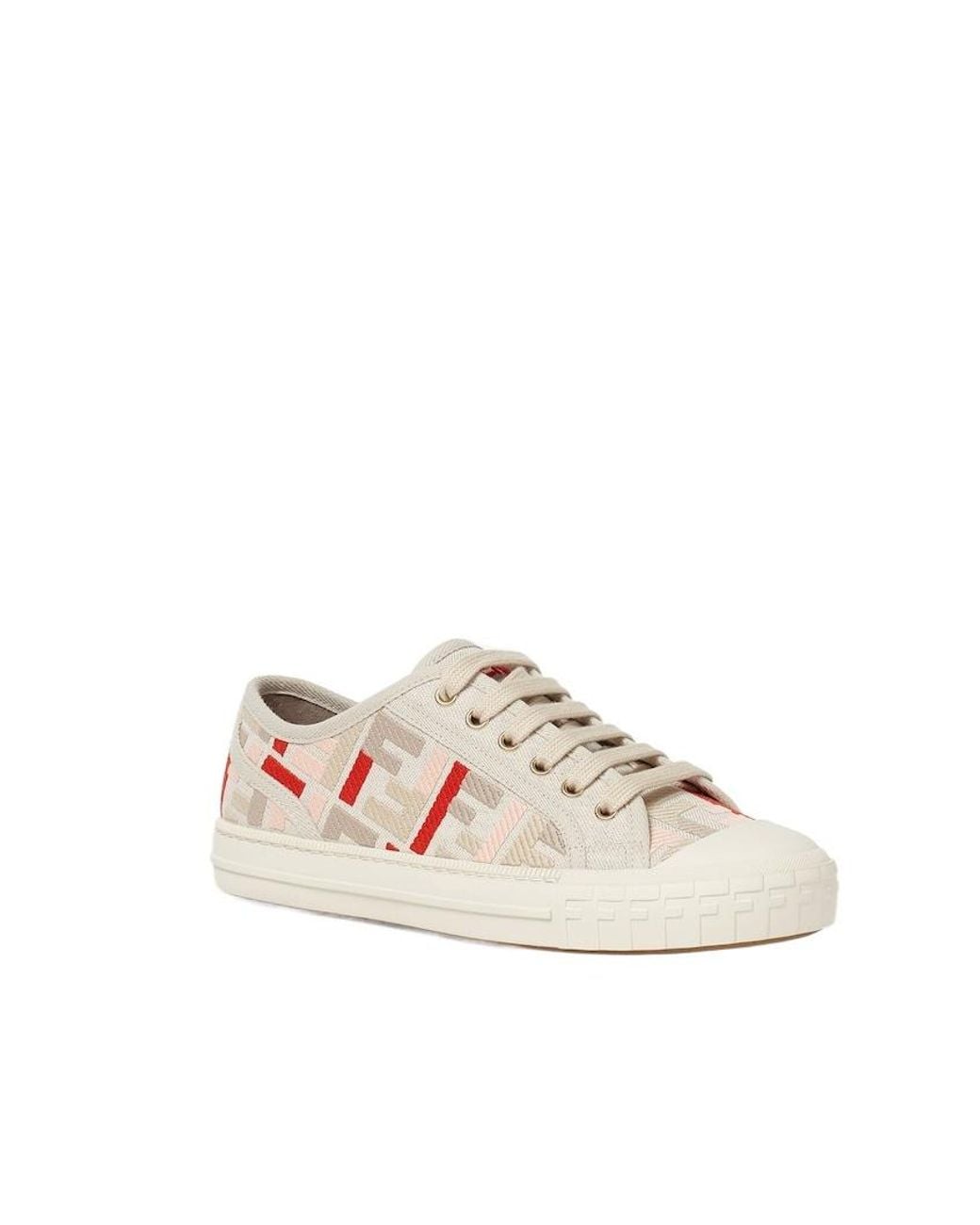 Fendi Pink Domino Ff Embroidered Sneakers
