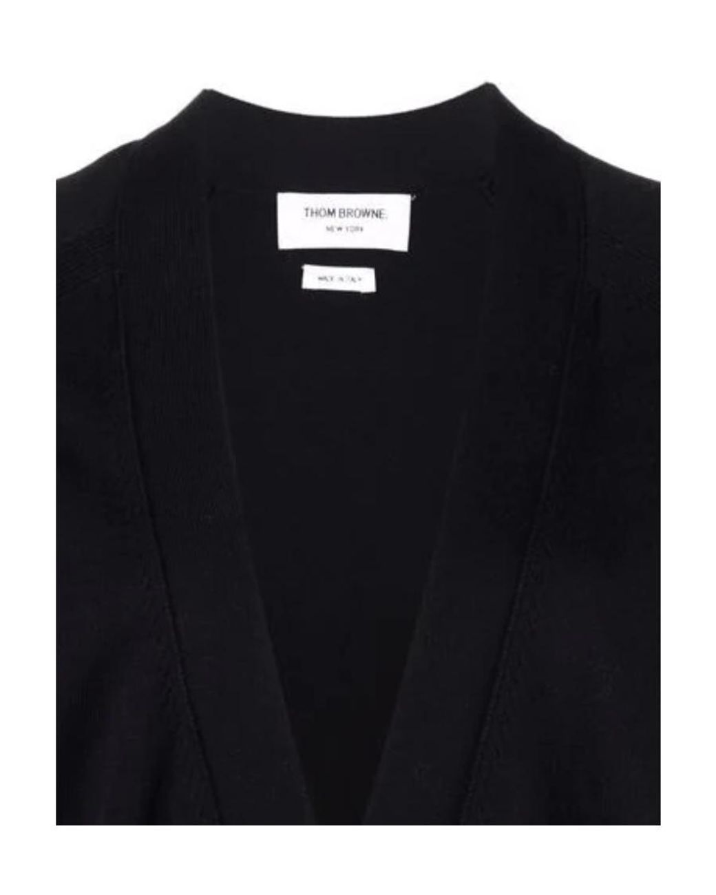 Thom Browne Blue 4-Bar Long Sleeved Knit Cardigan