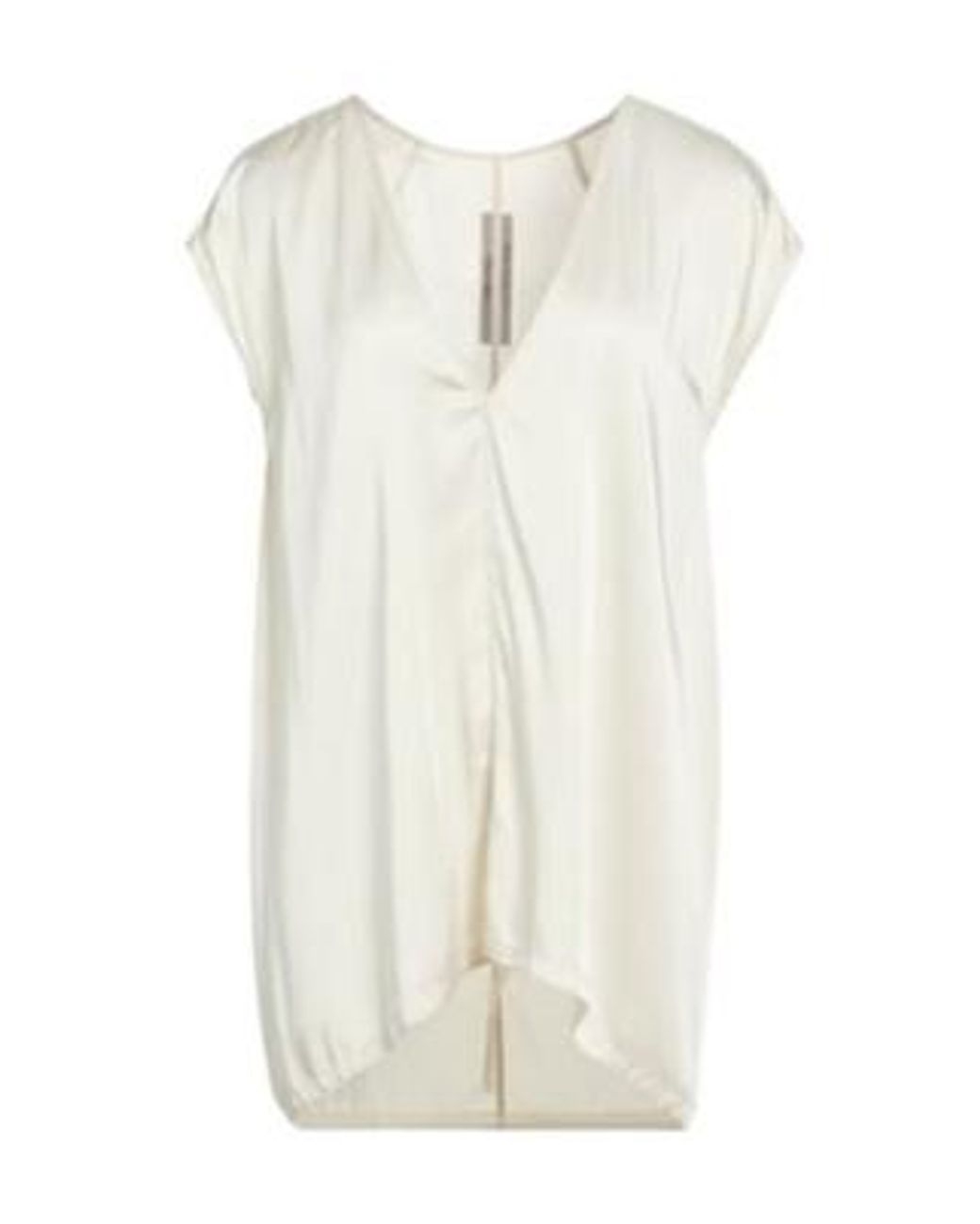 Rick Owens White Solid-Color Satin Short-Sleeve Top