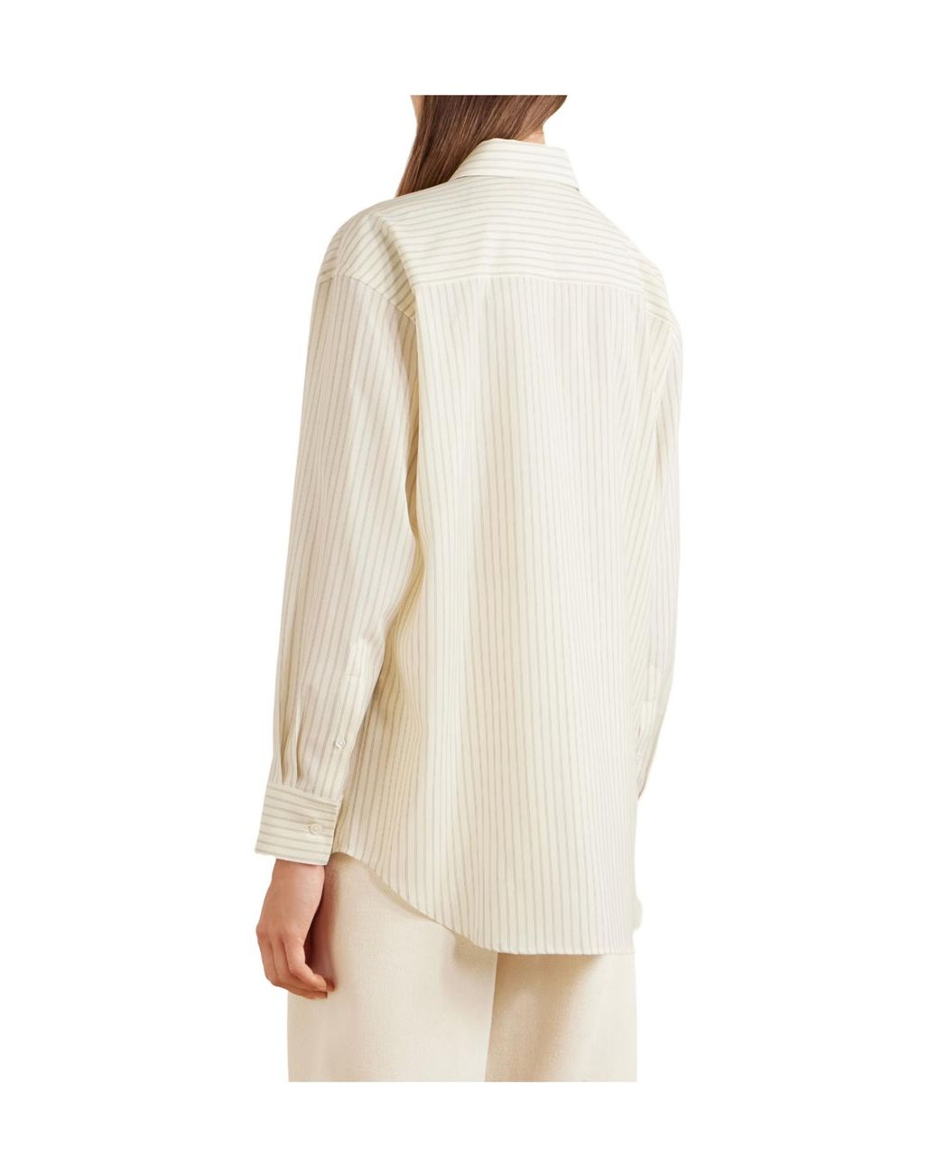 Auralee White Striped Wool Shirt