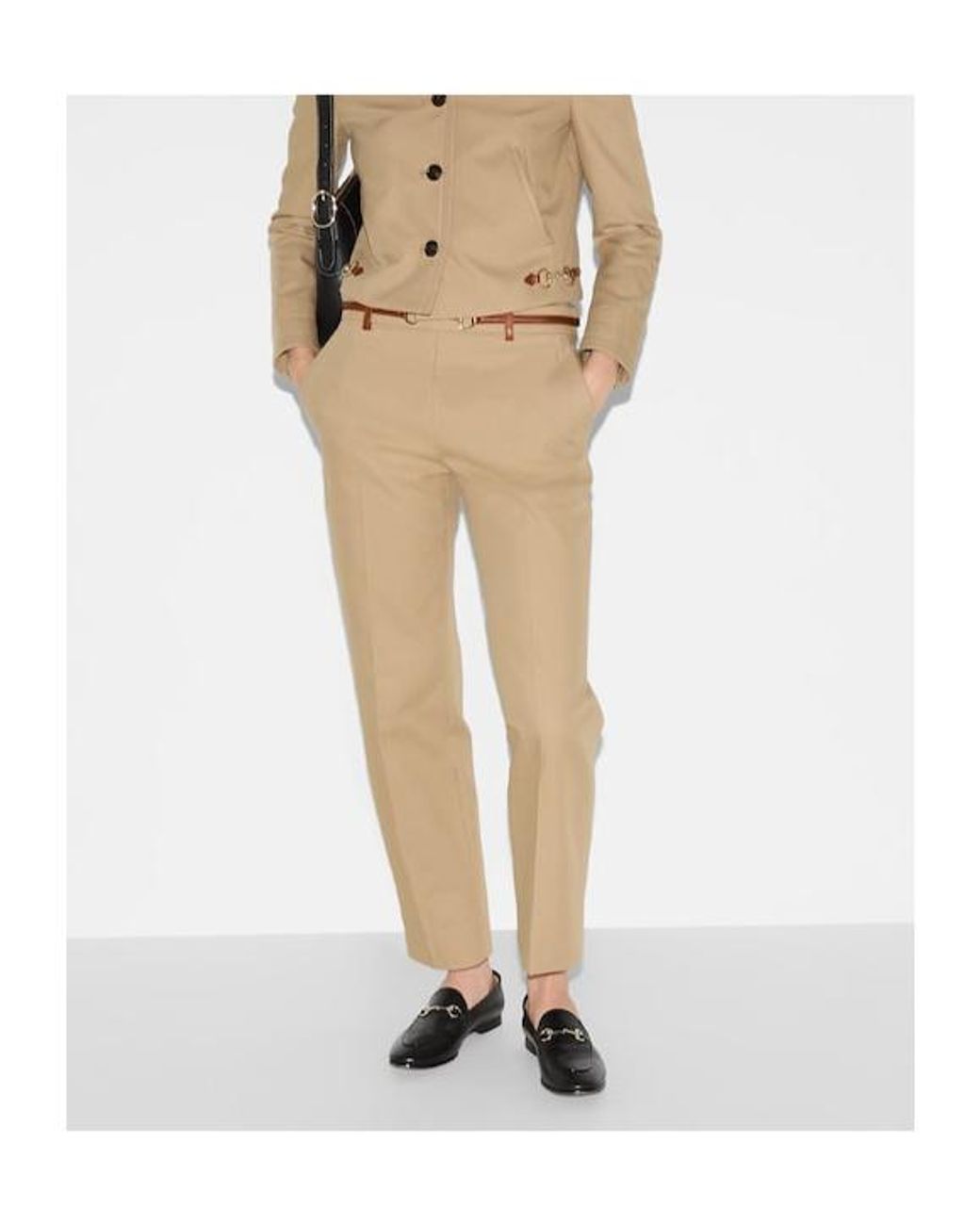 Gucci Natural Pleated Belted Pants