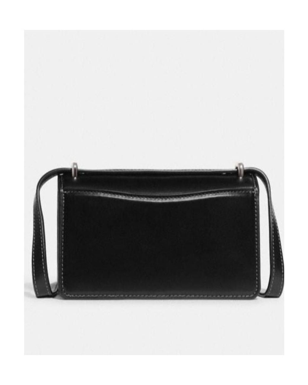 COACH Luxe Refined Calf Leather Bandit Crossbody Black One Size