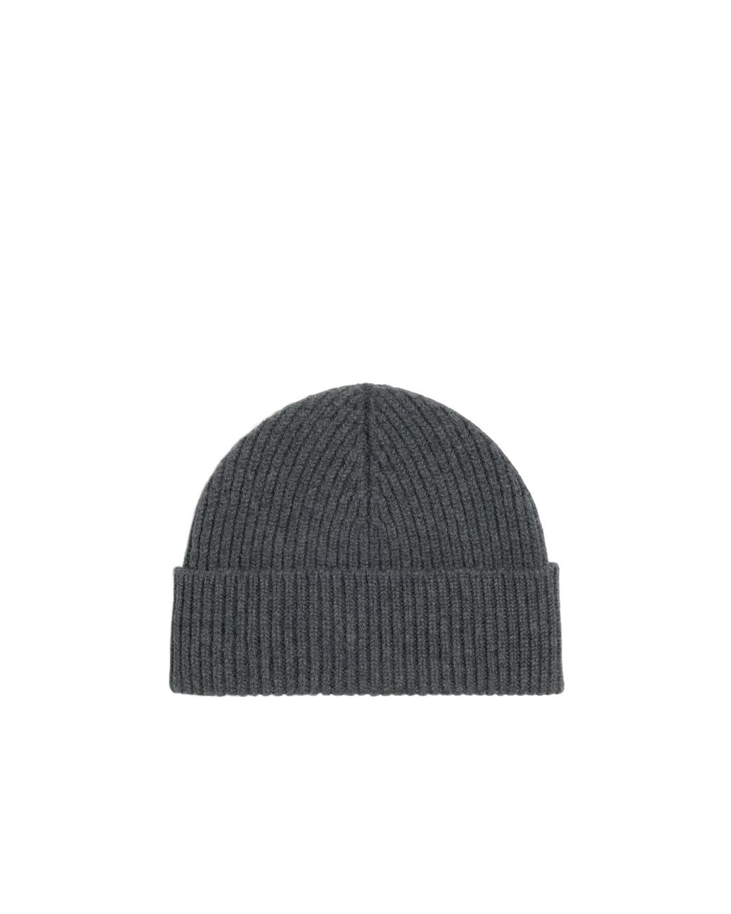 AMI Gray Ami Ami De Coeur Ribbed Beanie Hat