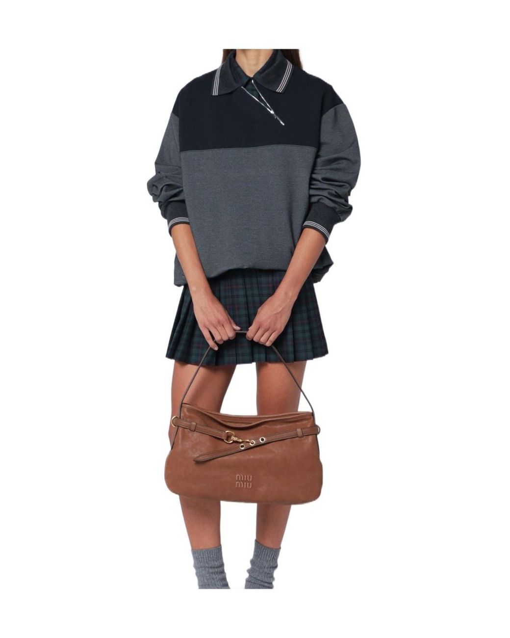 Miu Miu Blue Two-Toned Polo Sweatshirt