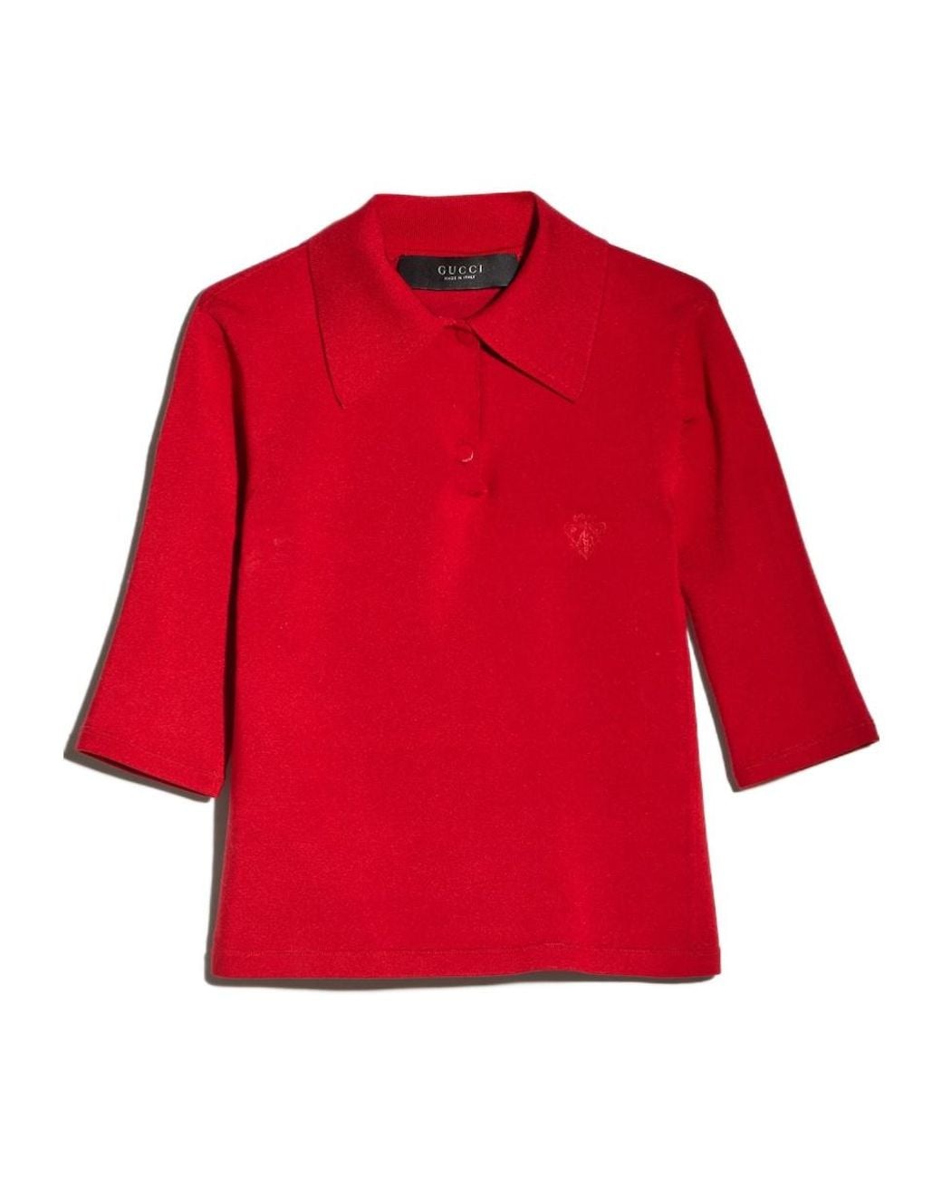 Gucci Red Fine Stretch Knit Polo Shirt