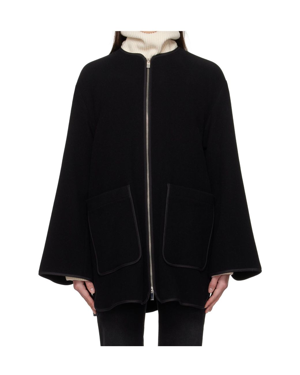 Totême Black Totême Pocket Detailed Zip-Up Jacket