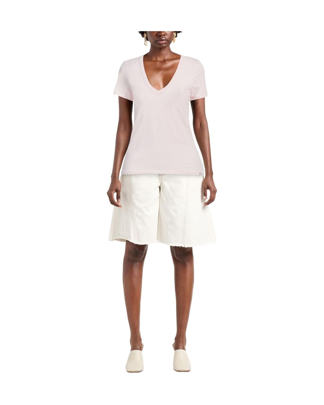 Rag & Bone Pink Solid Color T-Shirt