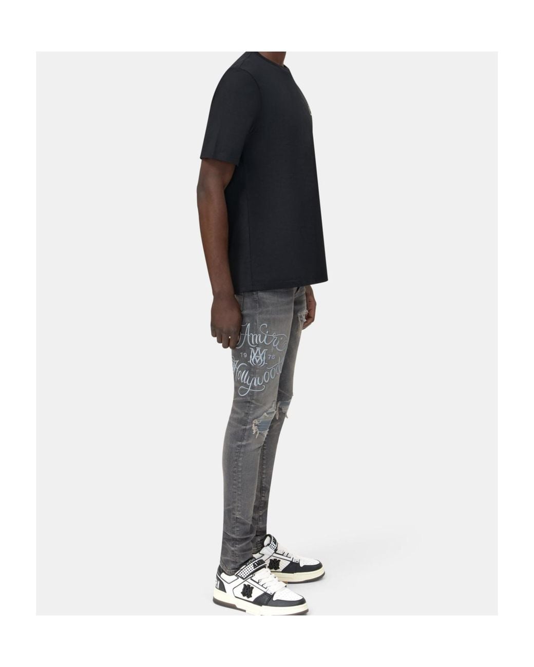 Amiri Gray Hollywood Mx1 Distressed Jeans for men