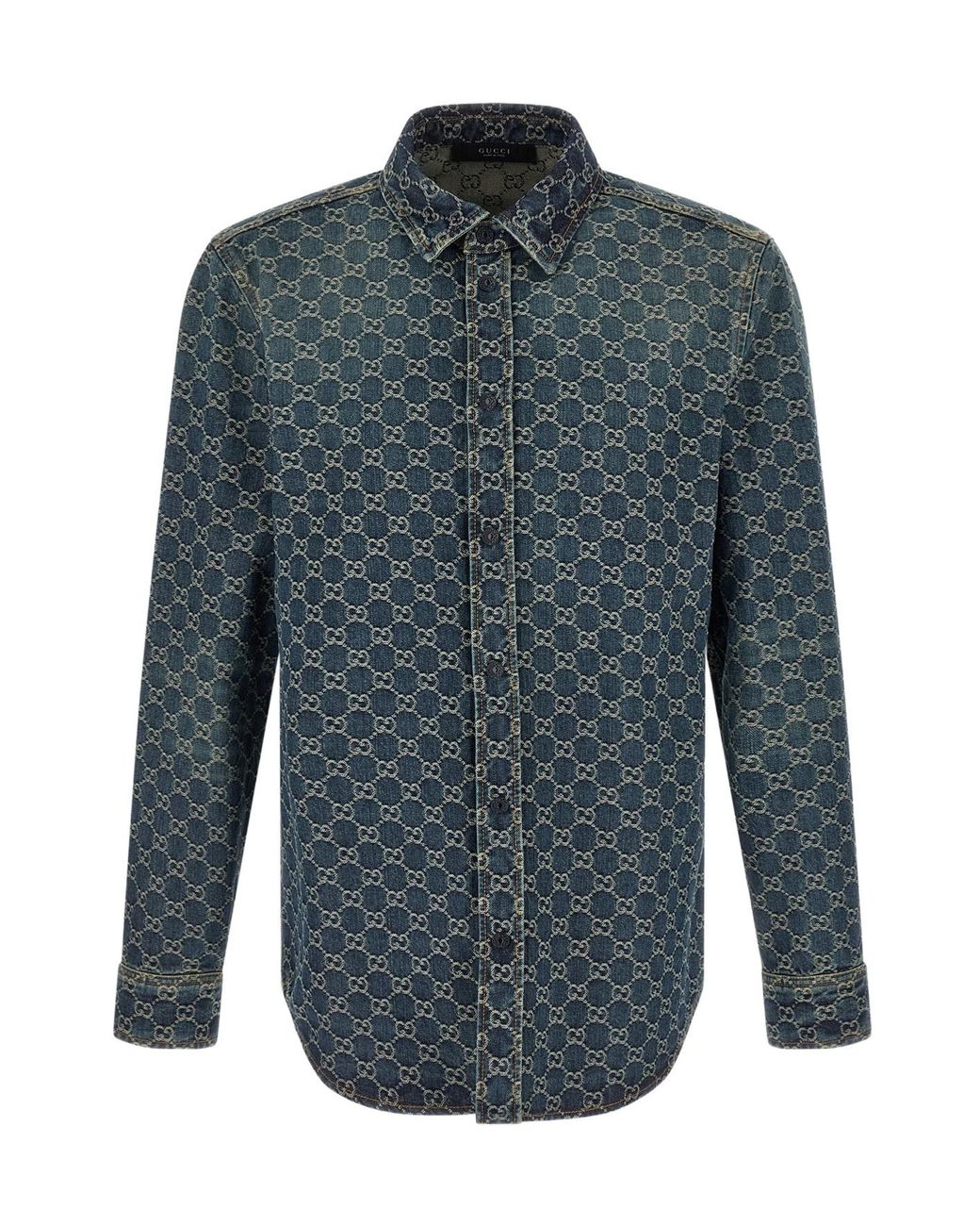 Gucci Blue Gg Denim Jacquard Shirt for men