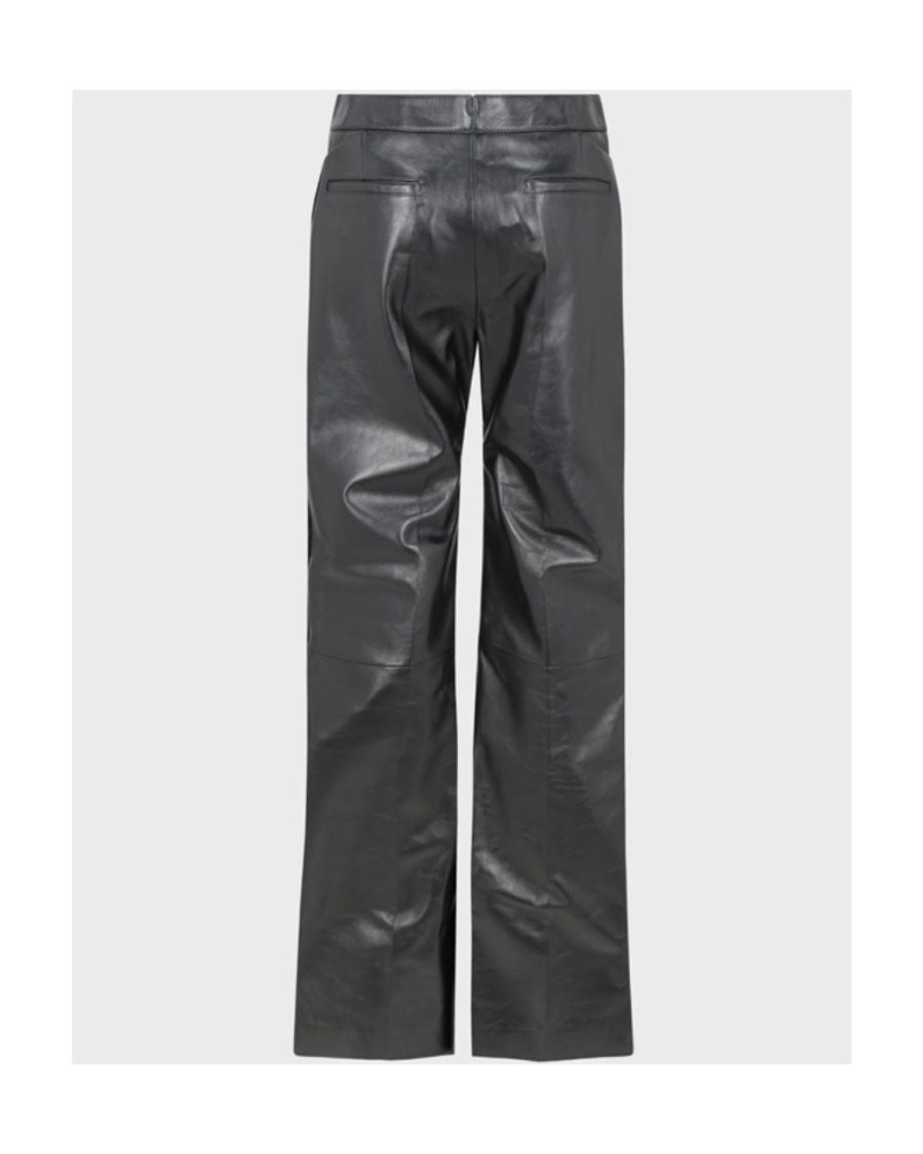 Tom Ford Gray Pressed Crease Flared Leather Pants