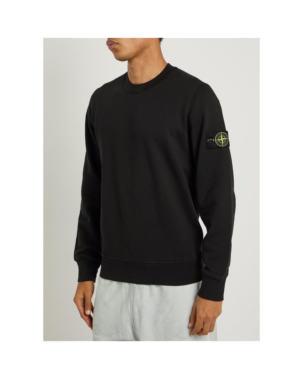 Stone Island Black Round-Neck Long-Sleeve Sweatshirt for men
