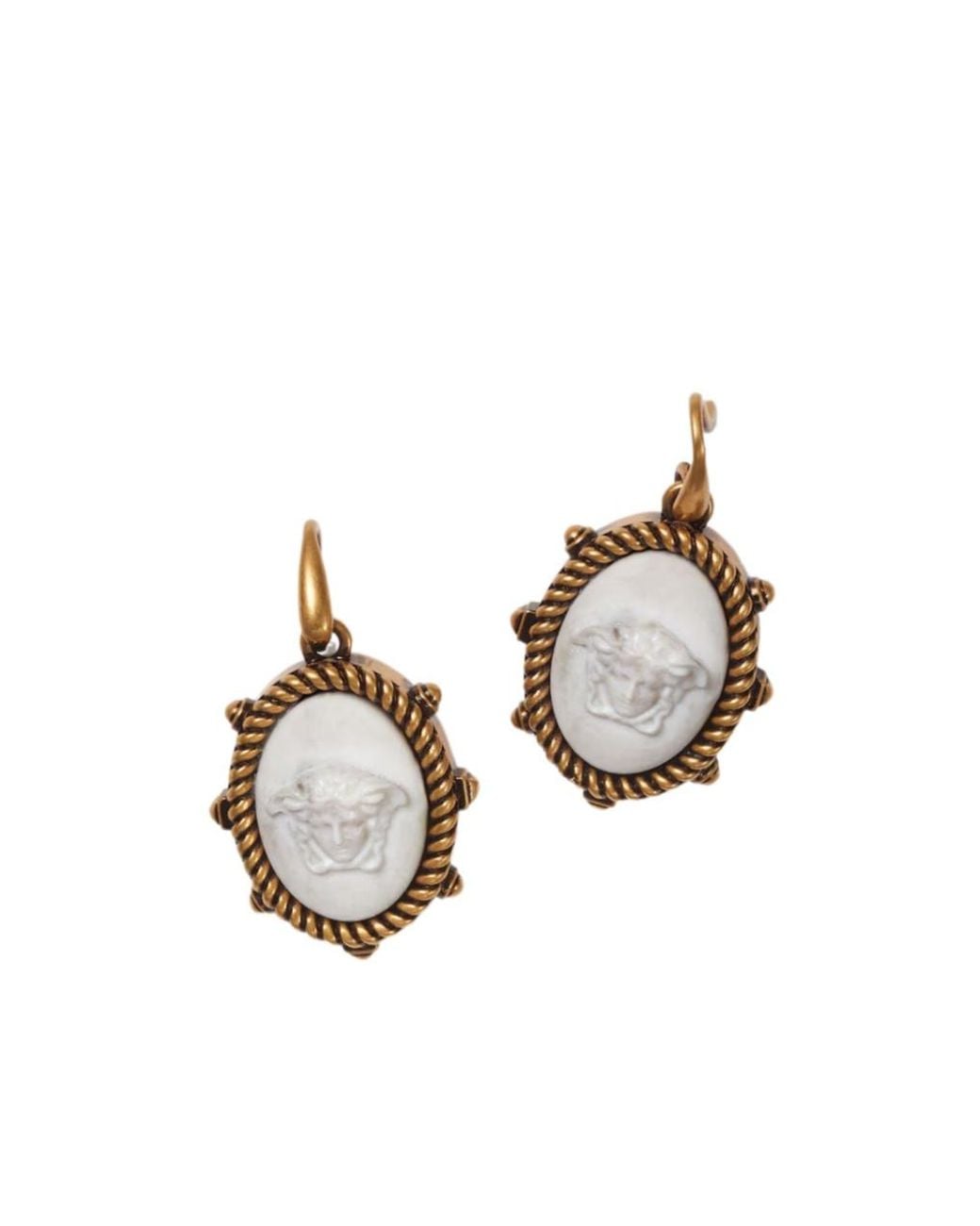 Versace Metallic Cameo Medusa Drop Earrings