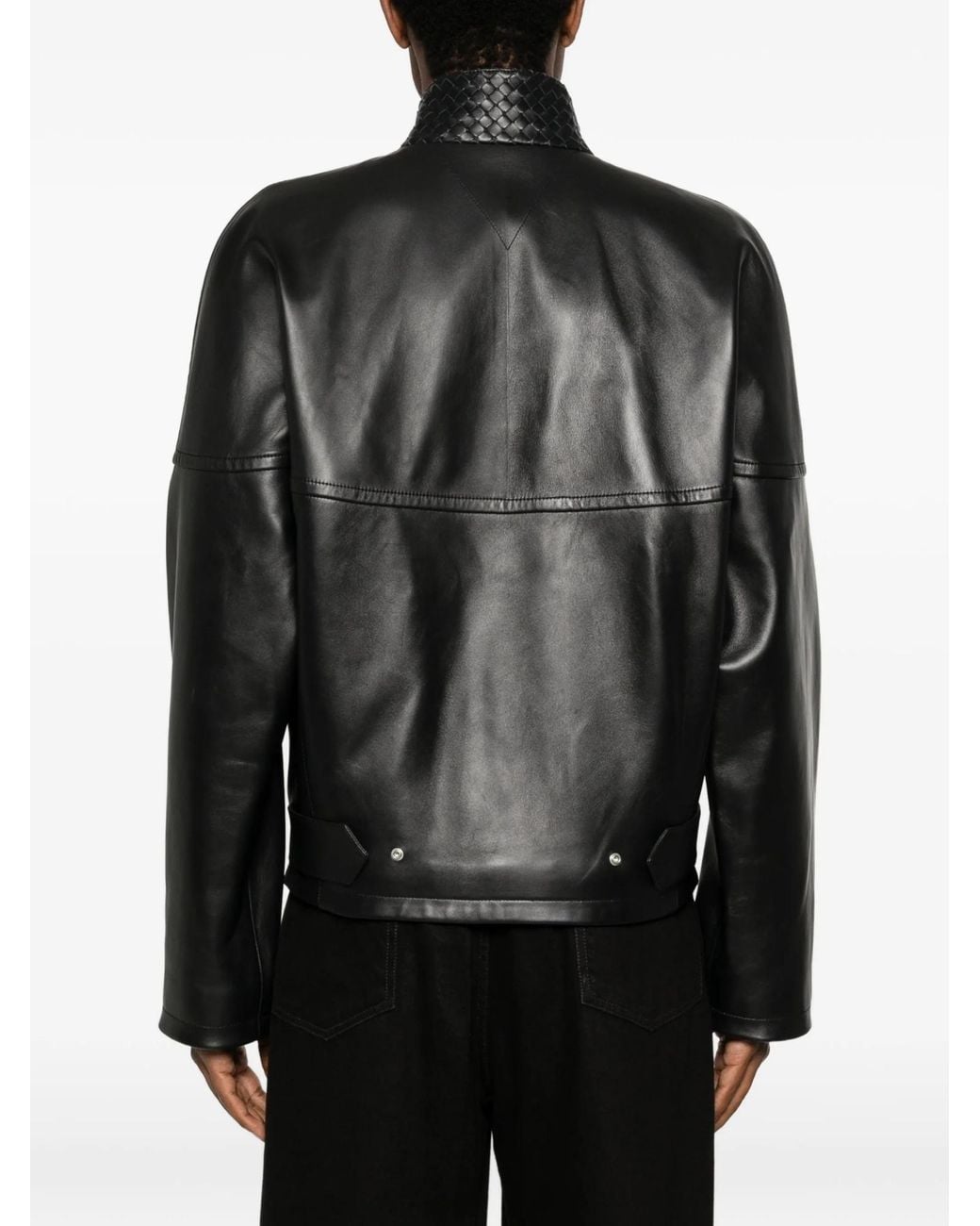 Bottega Veneta Black Long Sleeve Leather Jacket for men