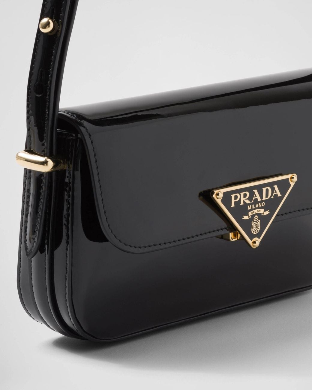 Prada Black Logo-Plaque Foldover Top Shoulder Bag