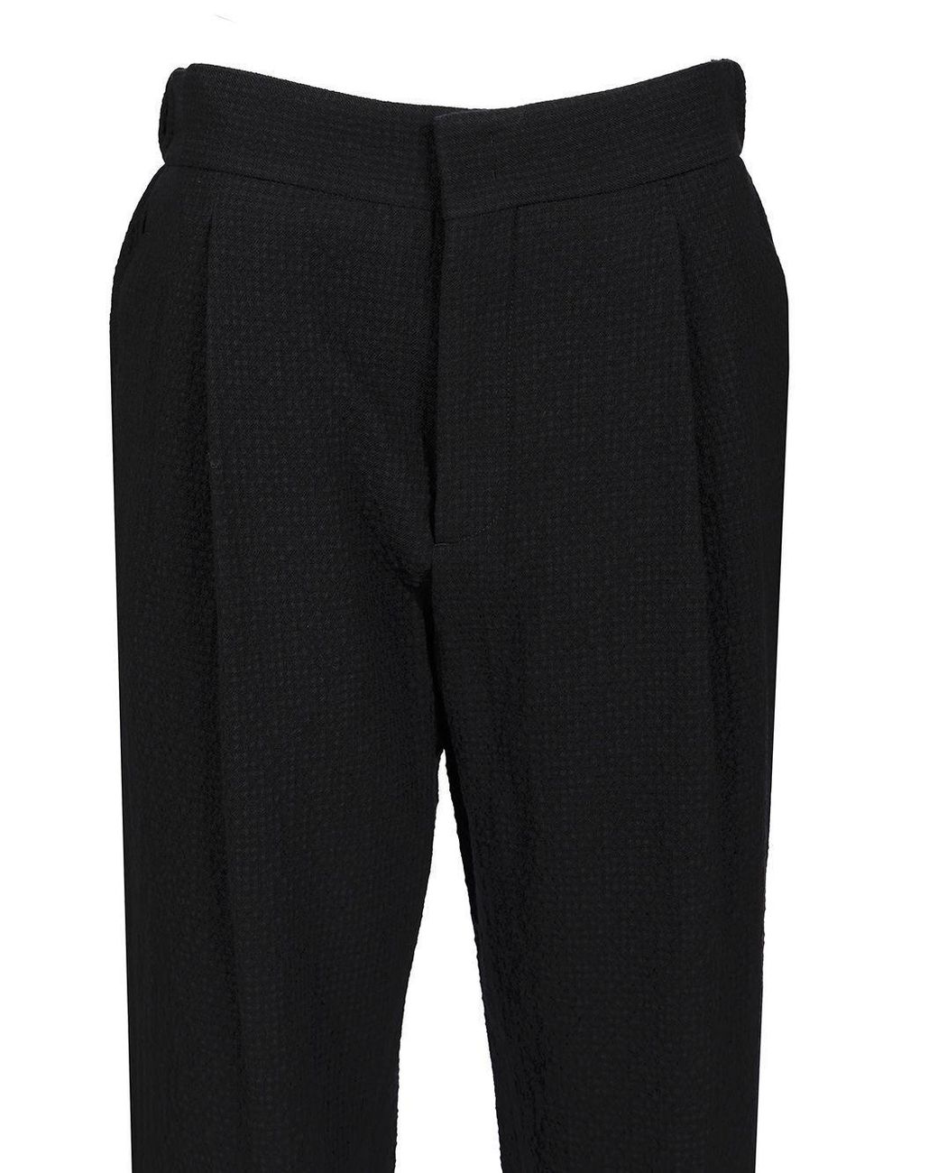 Giorgio Armani Black Stretch Wool Single Pleat Trousers for men