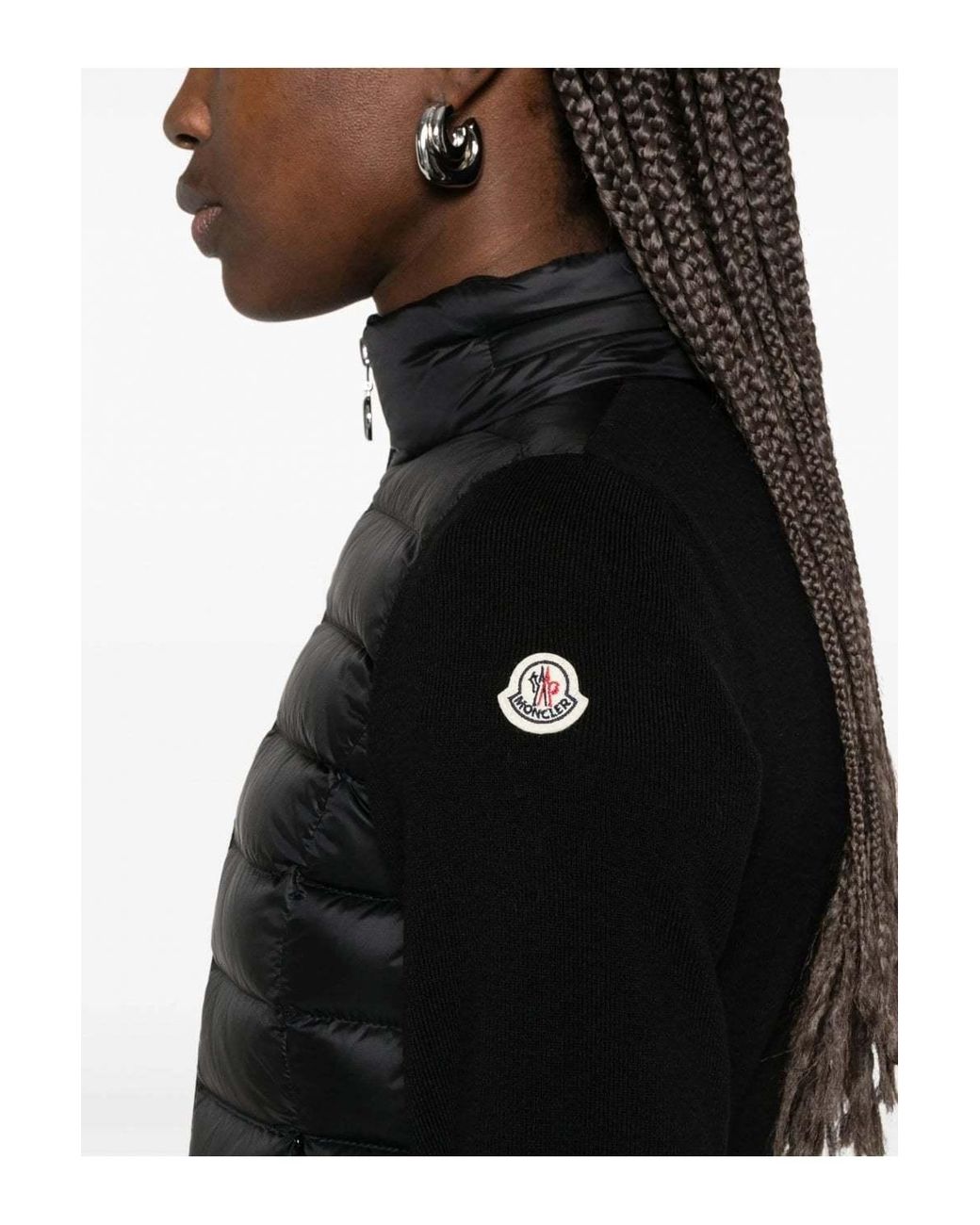 Moncler Black Quilted Zip-Up Cardigan