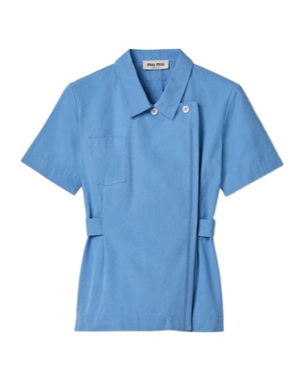 Miu Miu Blue Double-Breasted Short-Sleeved Shirt