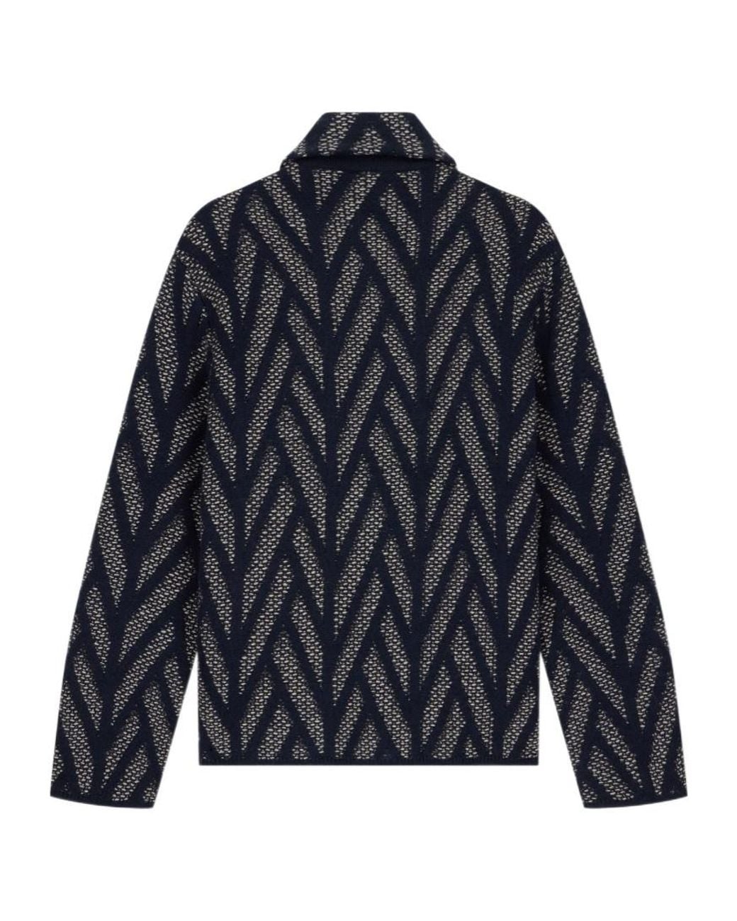 Emporio Armani Blue Chevron Knitted Jacket for men
