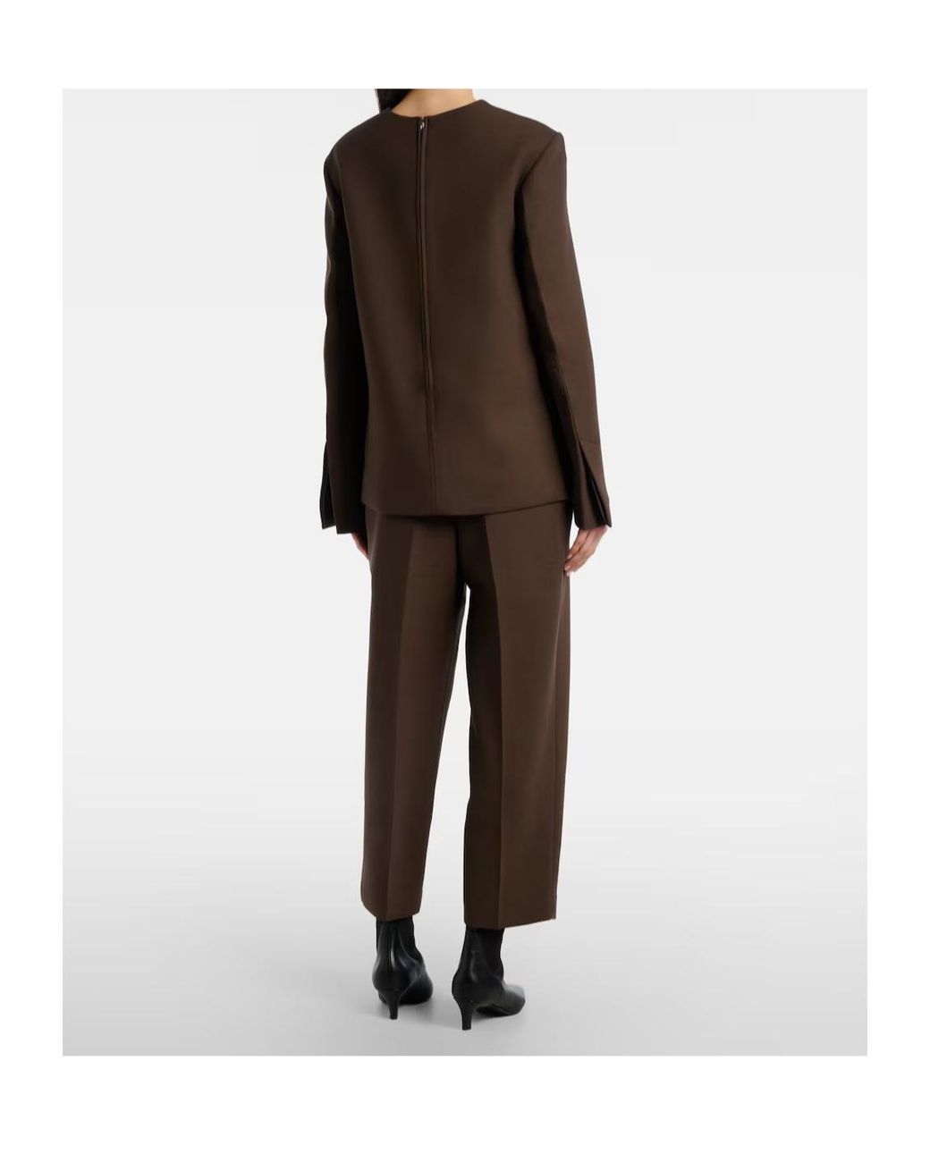 Totême Brown Pleated Cropped Straight Pants