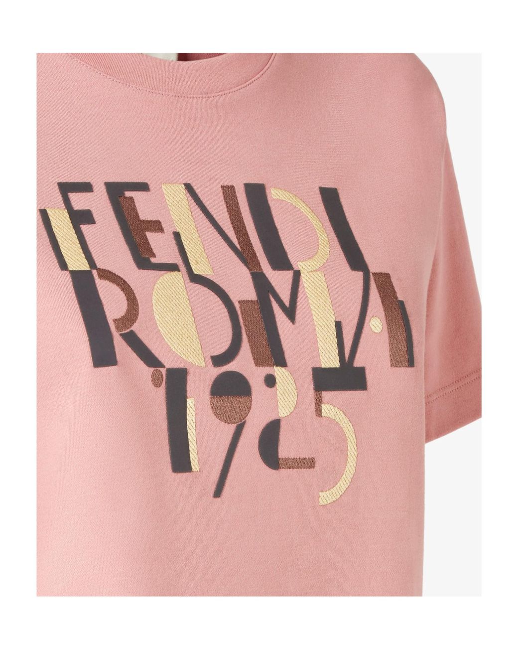 Fendi Pink Logo Printed Crewneck T-Shirt